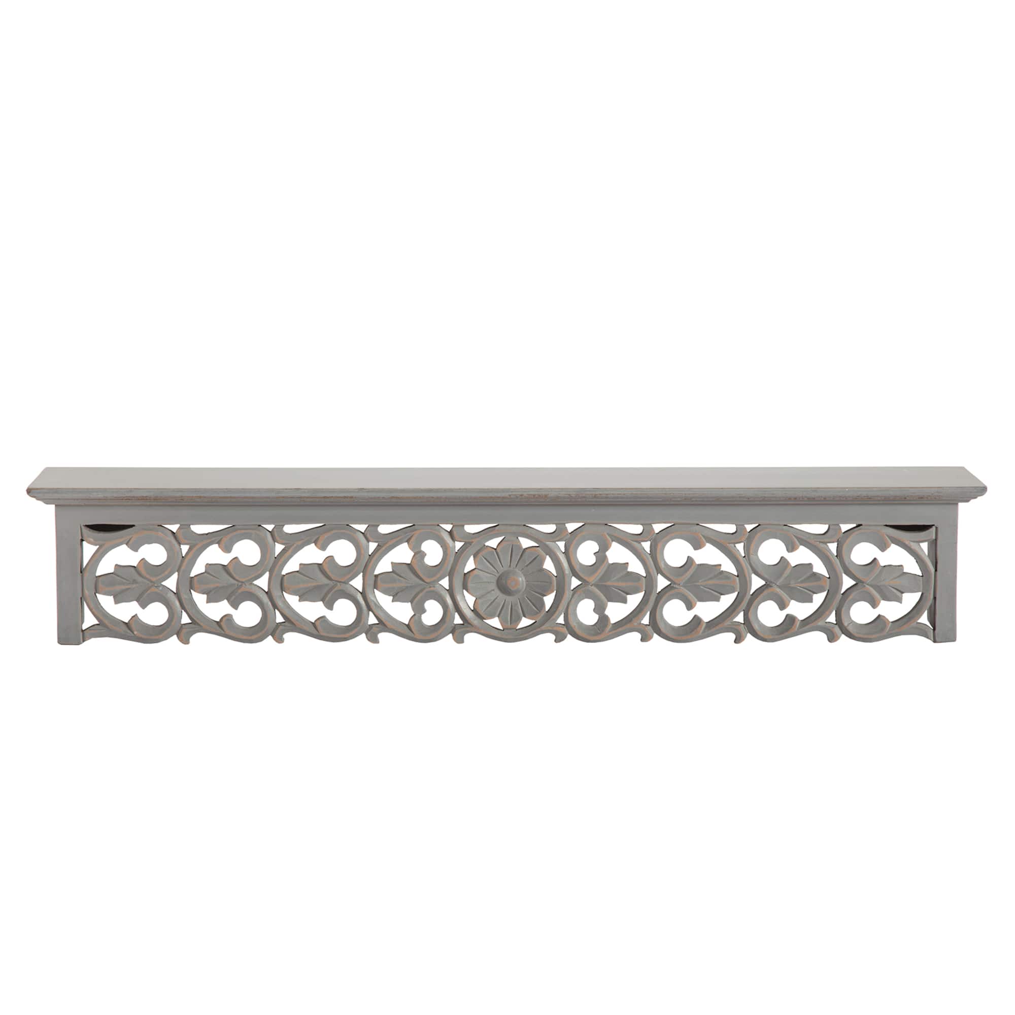 Habitat 30" Carved Gray Decorative Shelf